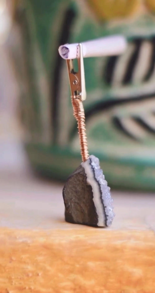 Amethyst Geode, Smoking clip, self-standing, metaphysical, smoking accessory, Wire wrapped, yoga gift, crystals, gemstones, gift